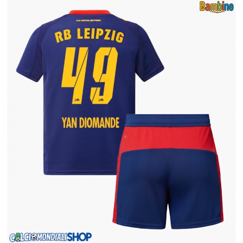 Maglie da calcio RB Leipzig Yan Diomande #49 Seconda Maglia Bambino 2025-26 Manica Corta + Pantaloni corti)